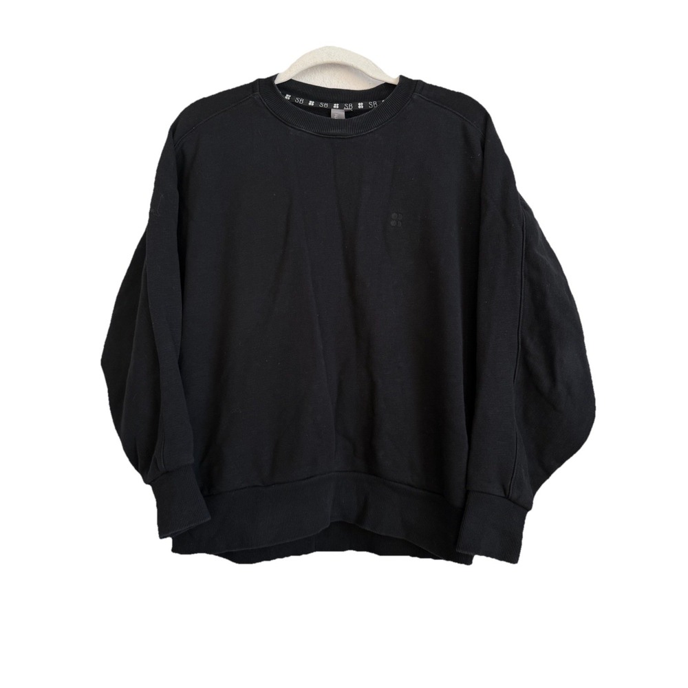SWEATY BETTY Womens Slouchy Pullover Crewneck Essentials Sweatshirt Black Size S